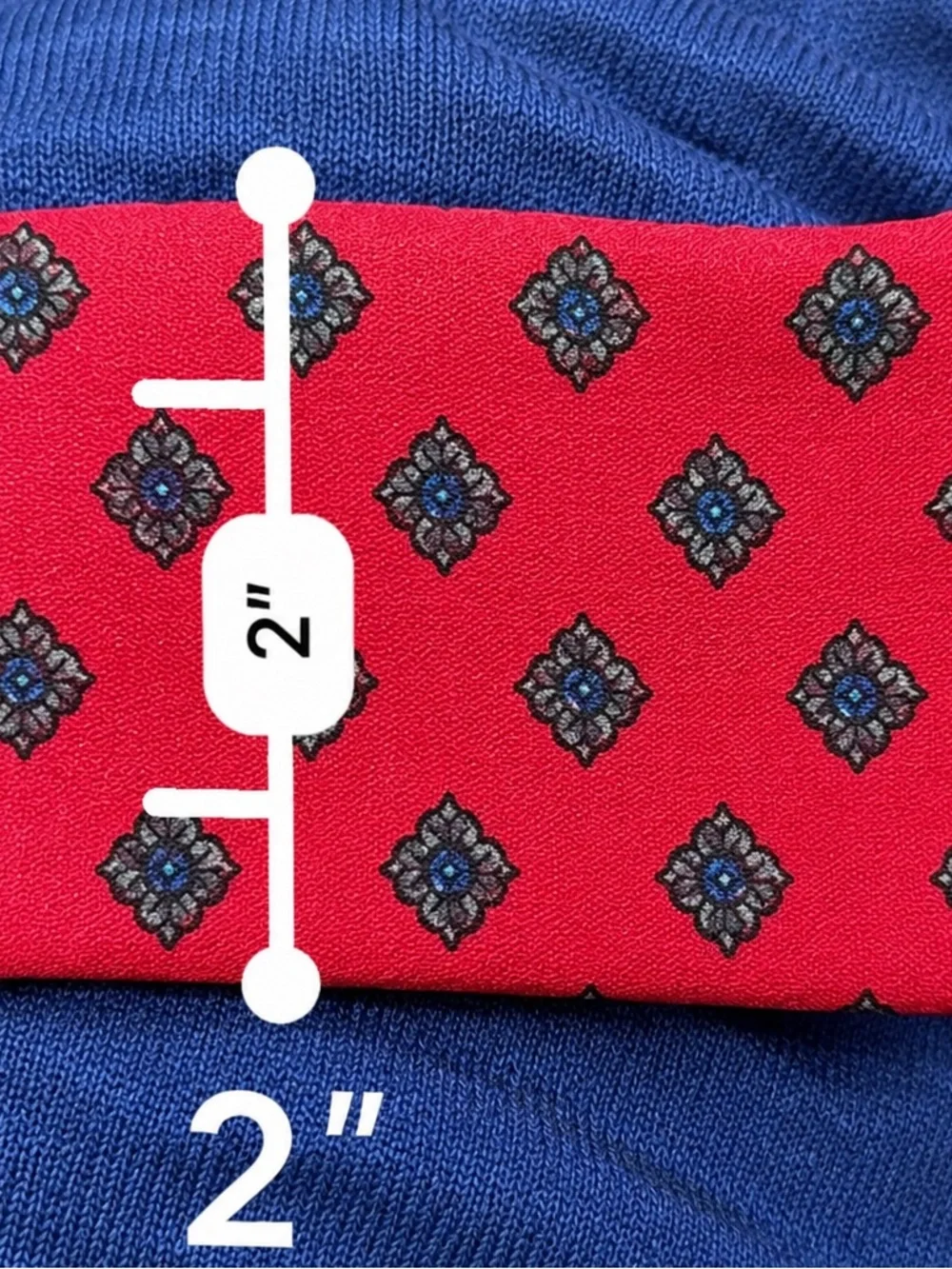 Vintage Symphony Scarf 100% Silk Red Geometric Bow Tie Ascot Made in USA